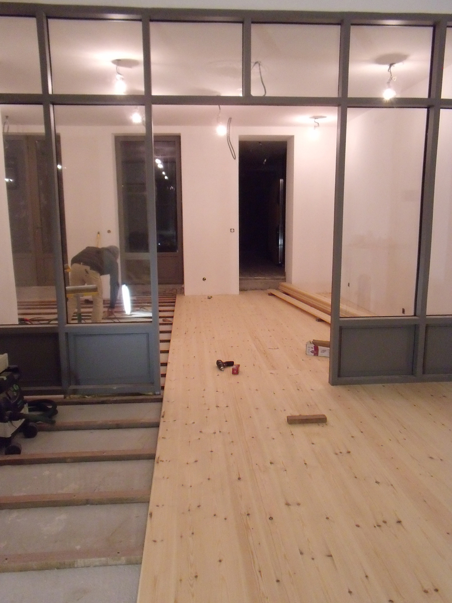 Pose parquet sapin rouge - Pontaillac